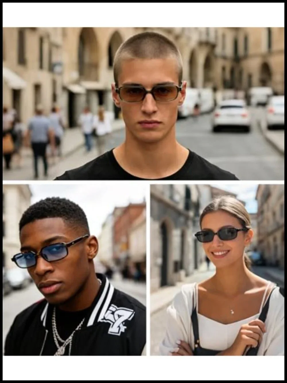 Retro Rectangle Sunglasses UV400 Protection Polycarbonate Frame